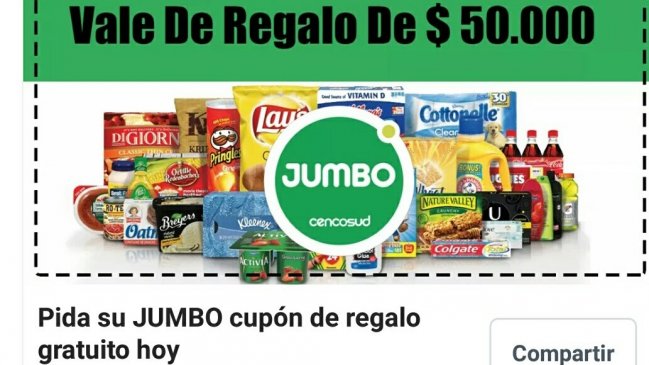 Jumbo desmintió entrega de cupón por 50 mil pesos a clientes