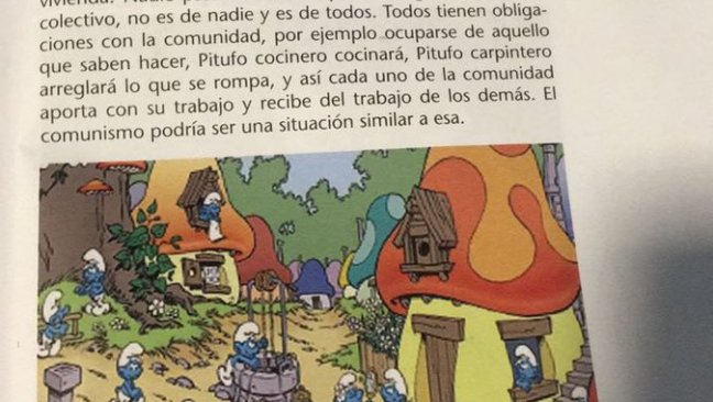 Polémica en Uruguay por libro escolar que compara comunismo con Los Pitufos