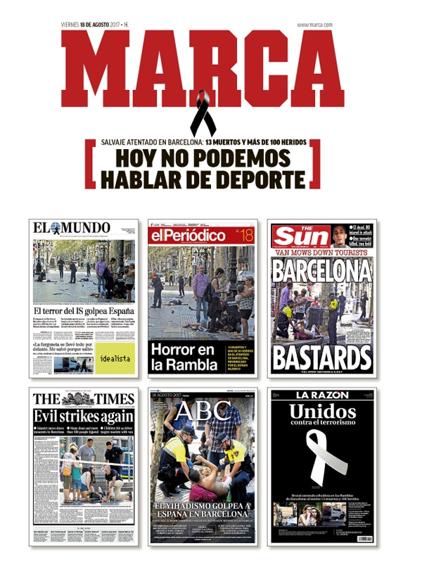 La sentida portada de Marca tras el atentado en Barcelona