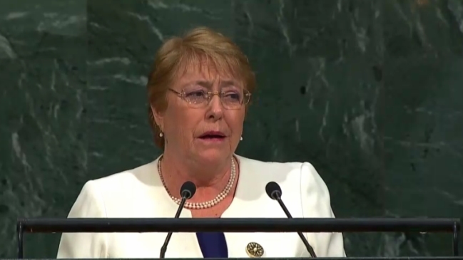 Michelle Bachelet expone ante la Asamblea General de Naciones Unidas