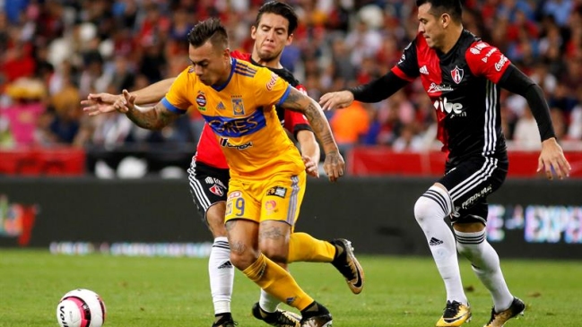 Tigres de Eduardo Vargas empató ante Atlas y reforzó su segundo lugar en México