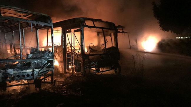Incendio consumió cuatro buses en Valdivia: Investigan intencionalidad
