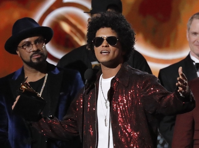 Bruno Mars fue el gran ganador de los Grammy 2018