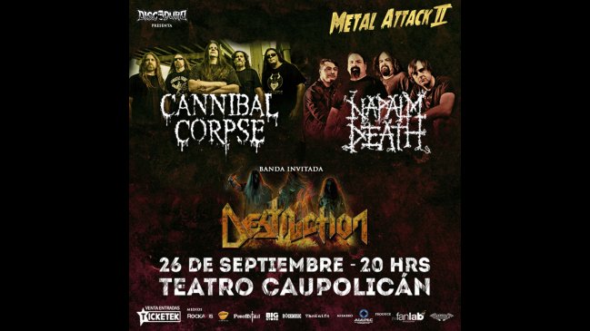 Festival en grande: Destruction se suma al show de Cannibal Corpse y Napalm Death