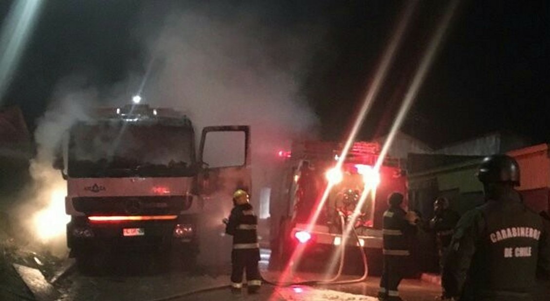 Nueva quema de camión en el centro de Ercilla