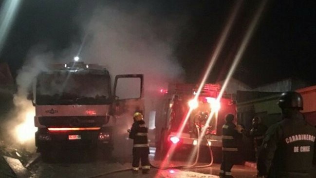 Nueva quema de camión en el centro de Ercilla