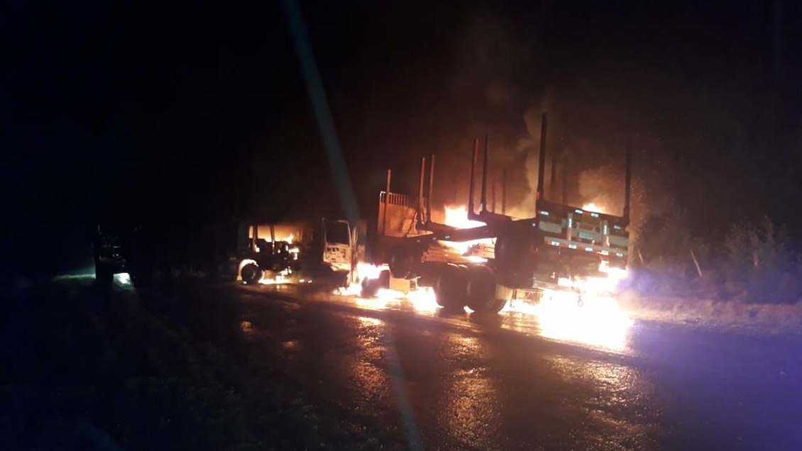 Ataque incendiario deja dos camiones quemados en Collipulli