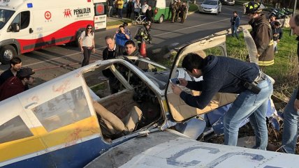   Así quedó la avioneta estrellada en la comuna de Peñalolén 