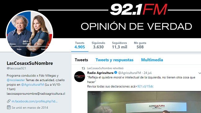 Radio Agricultura concretó suspensión de Fernando Villegas