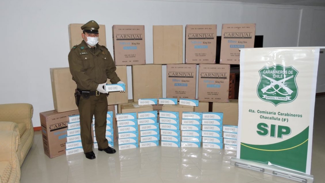 Arica: Carabineros decomisó contrabando de 10.500 cajetillas de cigarros procedentes de Bolivia
