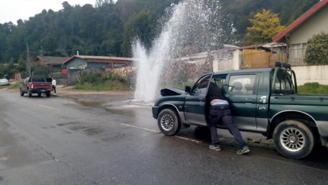 Concepción: Rotura de matriz generó gran columna de agua