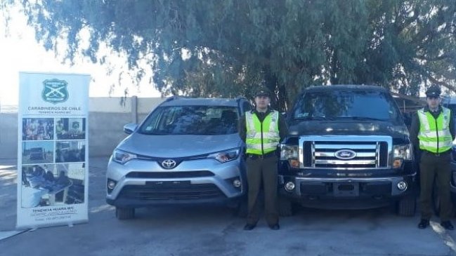 Carabineros de Huara recuperaron vehículos robados en La Serena y El Bosque