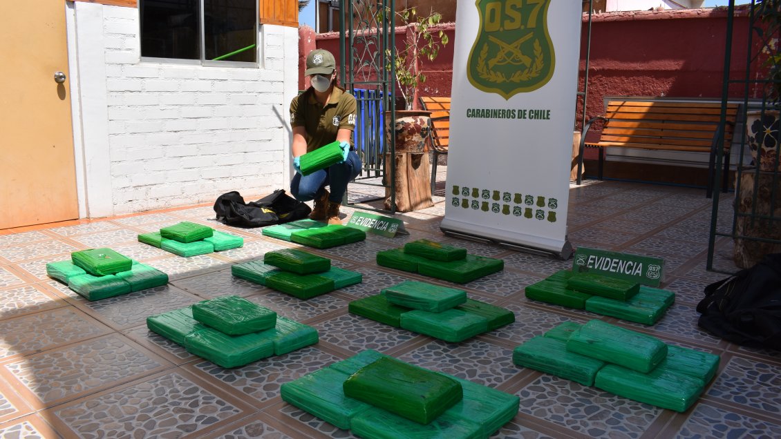Dos sujetos fueron detenidos cargando más de 54 kilos de marihuana en la pampa cercana a Arica