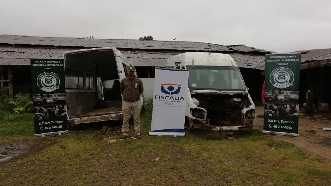Carabineros recuperó dos minibuses robados a la Municipalidad de Collipulli
