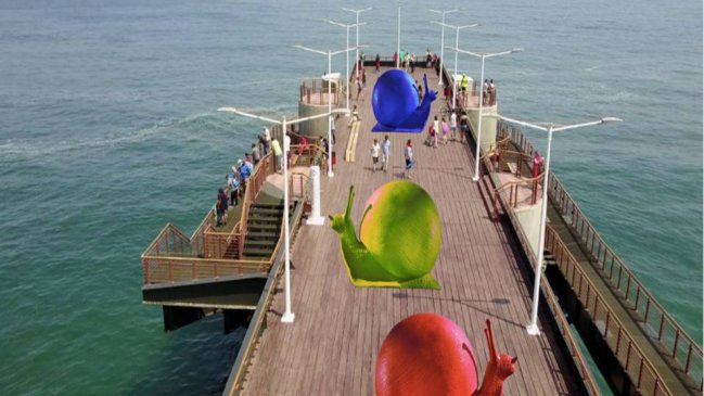 Caracoles gigantes recorrerán el muelle Vergara de Viña del Mar desde este miércoles