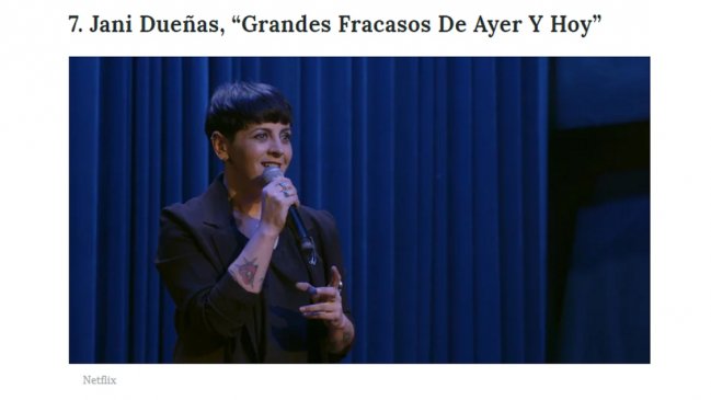 Jani Dueñas en el top ten de los mejores especiales de comedia, según Time