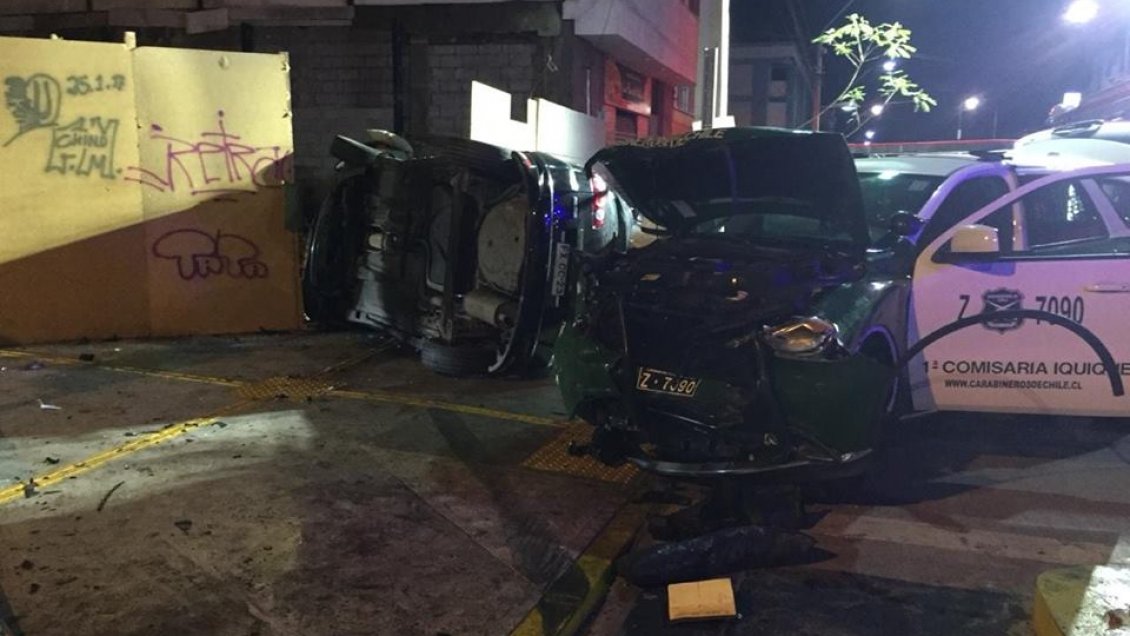 Carabineros protagonizó accidente en una persecución por el centro de Iquique