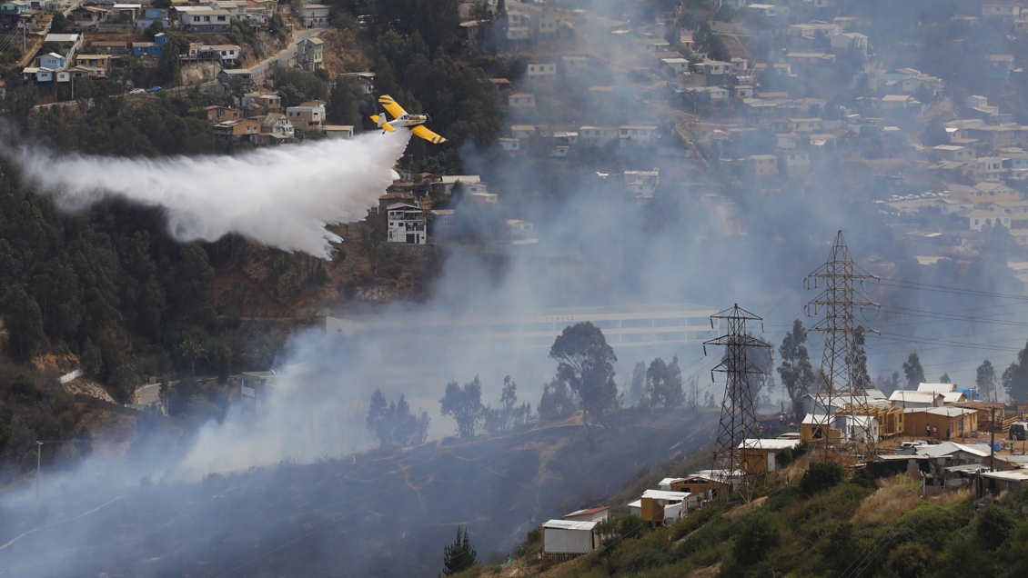 Decretan alerta roja por incendio forestal cercano a viviendas en Viña del Mar