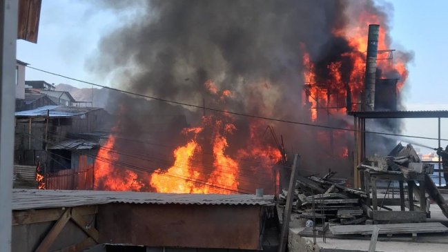 Cuatro viviendas quedaron completamente destruidas tras incendio en Antofagasta