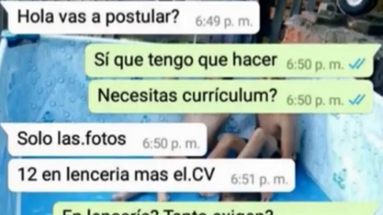 Mujer buscaba trabajo y le pidieron fotos en ropa interior
