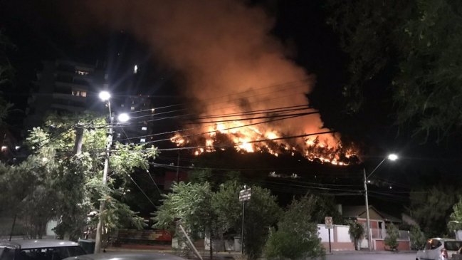 Incendio afecta a ladera del Cerro San Cristóbal