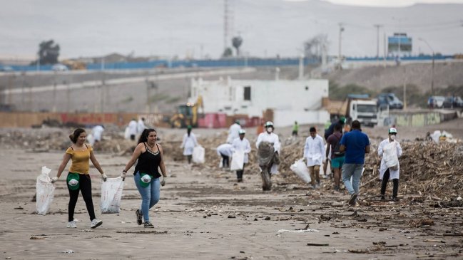 El aplaudido mechoneo ecológico en Arica: Universitarios recogieron la basura del borde costero