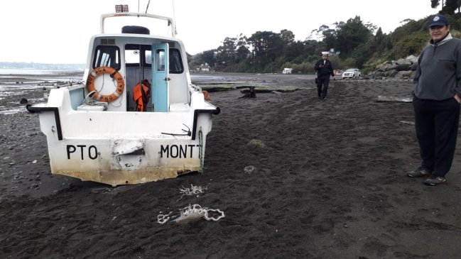Lancha robada a escolares en Hualaihué fue encontrada en playa cercana a Puerto Montt