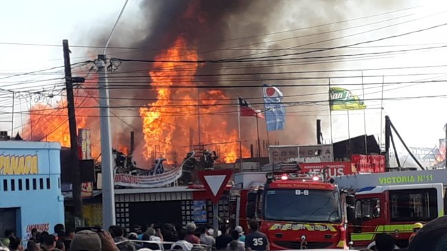 Bomberos combate incendio en sector centro alto de Iquique