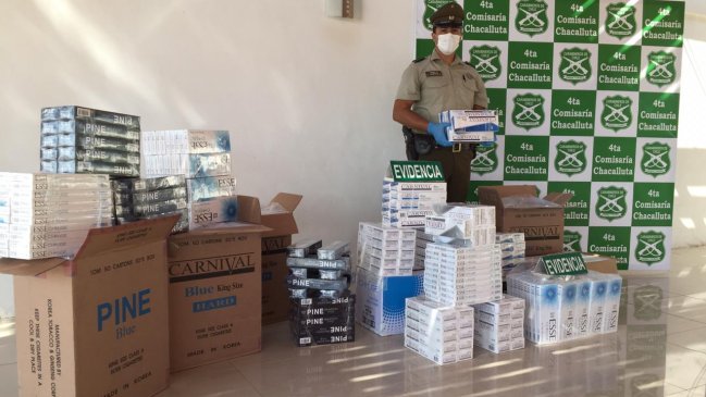 Arica: Decomisan 5.100 cajetillas de cigarrillos transportadas ilegalmente al centro del país