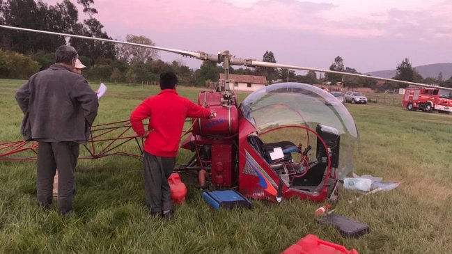 Una persona quedó herida tras capotar helicóptero en Melipilla