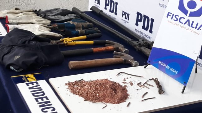 Banda robó dos toneladas de cobre desde la vía férrea entre O'Higgins y el Maule
