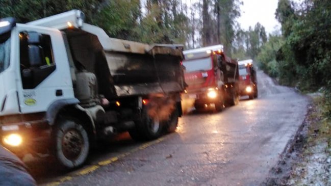 Vecinos de Gorbea se tomaron camino para protestar contra paso de camiones