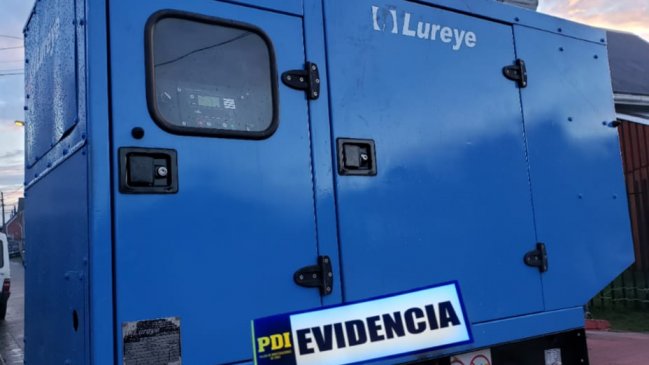Generador industrial robado en Temuco apareció en Puerto Montt