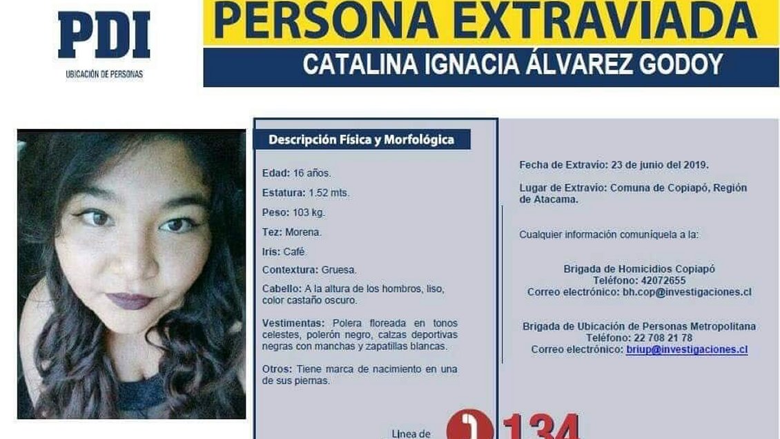Copiapó: Comienza la cuarta semana de búsqueda de Catalina Álvarez