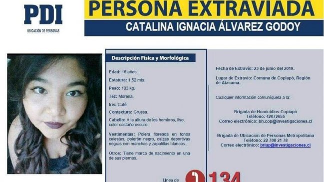 Copiapó: Comienza la cuarta semana de búsqueda de Catalina Álvarez
