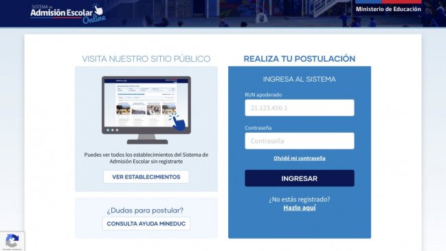 Sistema de Admisión Escolar: Se han recibido 120 postulaciones por minuto