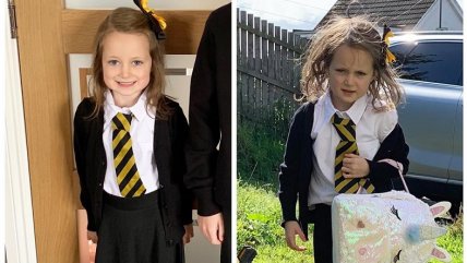 Papás compartieron el antes y después de sus hijos en su primer día de clases