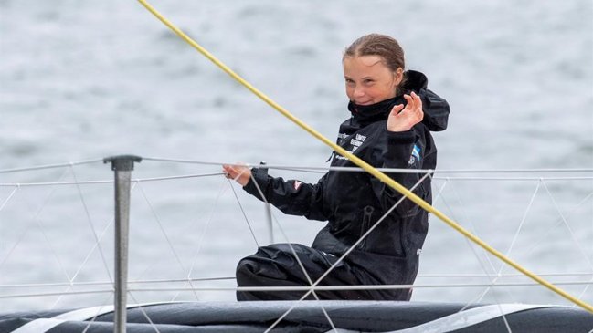 Greta Thunberg arribó a Nueva York escoltada por la ONU