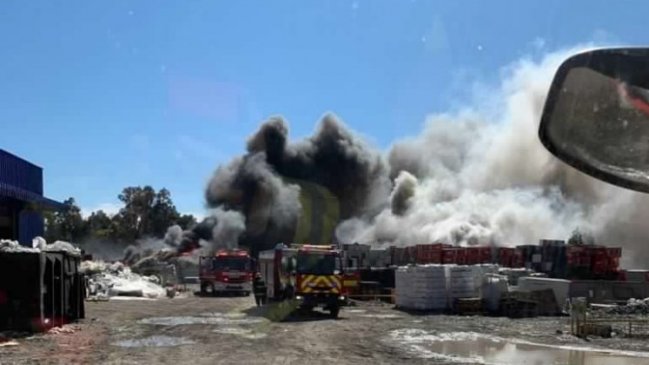 Incendio afectó a un acopio de empresa de reciclaje en Chillán Viejo