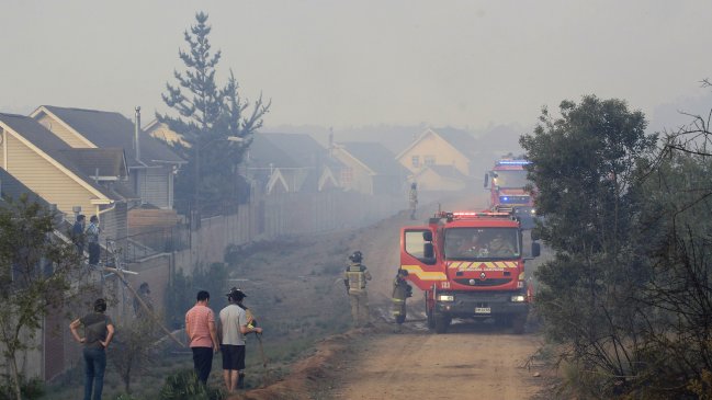 Incendio de Curauma presenta baja intensidad, pero se mantiene en combate