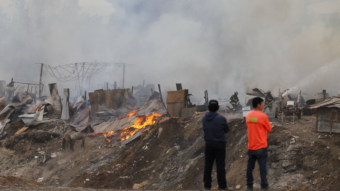 Incendio consumió viviendas y pesebreras en Cerro Navia