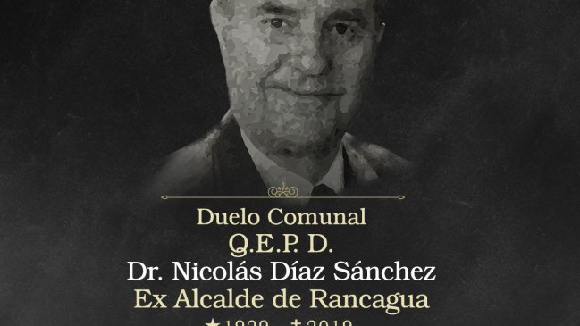 Rancagua: Declaran duelo comunal por muerte del ex alcalde Nicolás Díaz