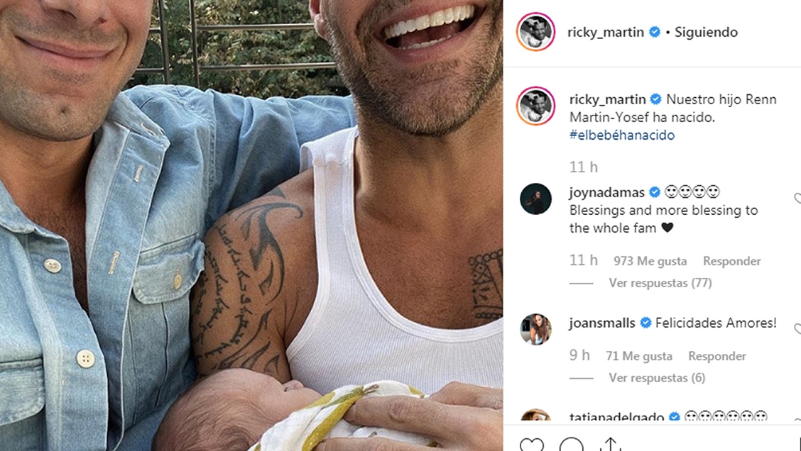 Ricky Martin anunció el nacimiento de su cuarto hijo, Renn Martin-Yosef
