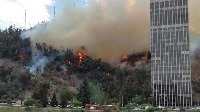 Incendio afectó a ladera del Cerro San Cristóbal