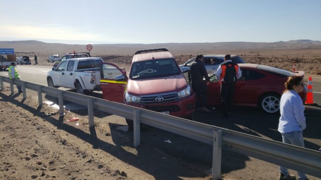 Cuatro colisiones simultáneas dejaron 19 lesionados camino a Pozo Almonte