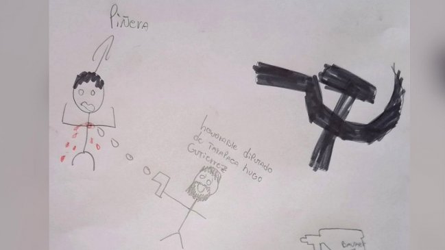 Hugo Gutiérrez publicó, como gracia, un supuesto dibujo infantil de él disparándole a Piñera