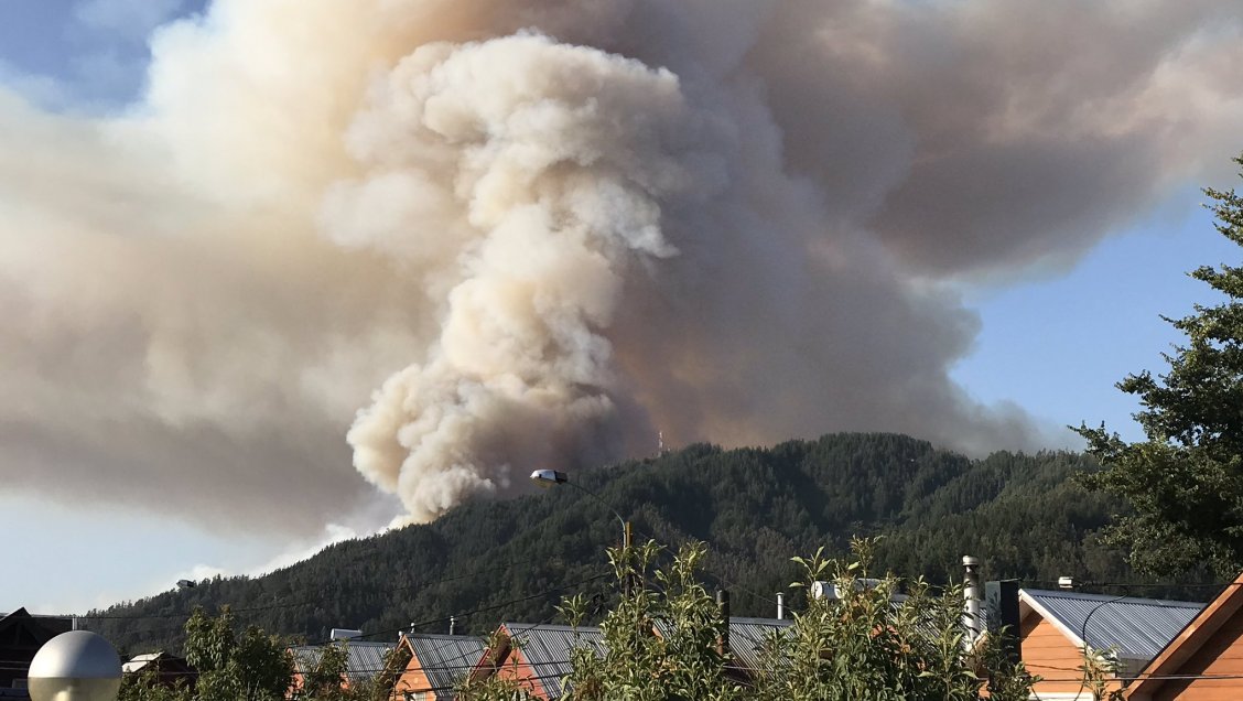 Incendio forestal en cerro de Chiguayante amenaza a viviendas y una reserva nacional