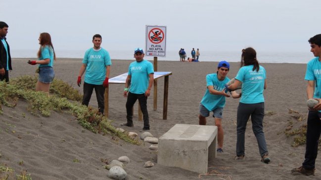 Jóvenes voluntarios cambiaron el rostro al sector Iglesia de Piedra de Cobquecura