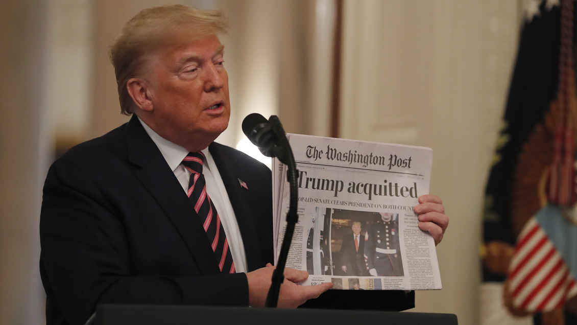 Trump celebra en la Casa Blanca el fin del juicio político: 