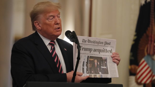 Trump celebra en la Casa Blanca el fin del juicio político: 